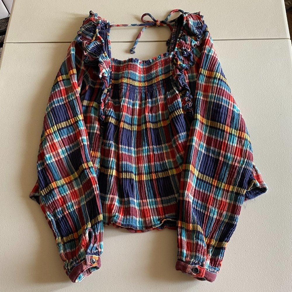 Free People Plaid Blouse